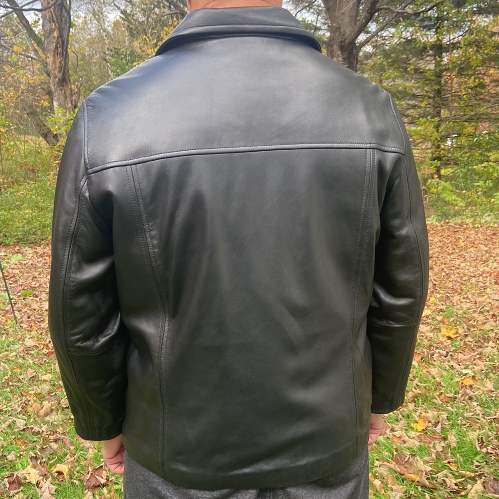 Calvin Klein Black Leather Jacket Fleece & Quilted Lining Men's Size M - Picture 4 of 15